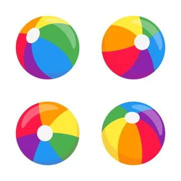Beach balls flat style design vector illustrationset icon signs isolated on Stock Illustration