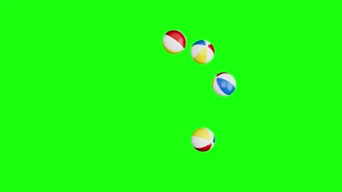 Beach Balls Loading Spinner, Loop 3D Render Animation on Green Screen Stock Footage 340326234