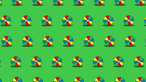 Beach balls seamless loop pattern on a green background Stock Footage 174310315