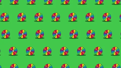 Beach balls seamless loop pattern on a green background Stock Footage 174310592