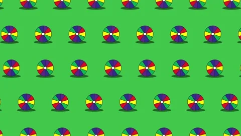 Beach balls seamless loop pattern on a green background Stock Footage 174310970