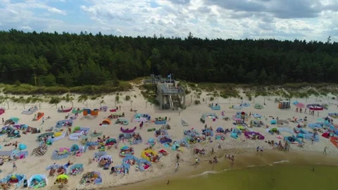Beach Baltic Sea Grzybowo Plaza Morze Baltyckie Aerial View Poland Stock Footage 243226853