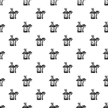 Beach bar and palm tree pattern for summer vacation Stock Illustration