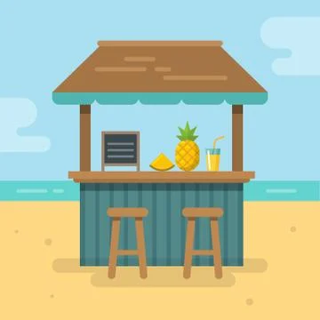 Beach bar flat illustration Stock Illustration