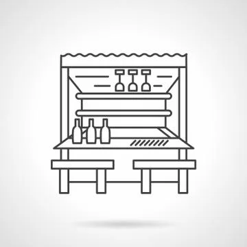 Beach bar flat line vector icon Stock Illustration