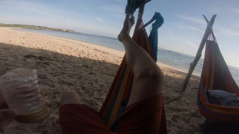 Beach bar interior with hamak Stock Footage 126082332