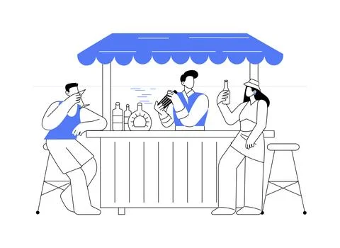 Beach bar isolated cartoon vector illustrations. Ilustración de archivo