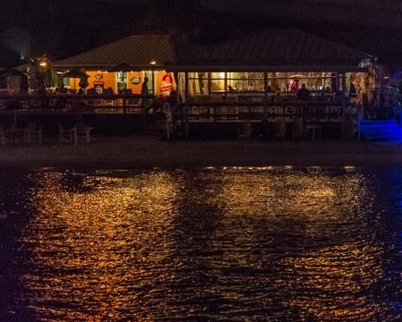 Beach bar at night Stock Photos