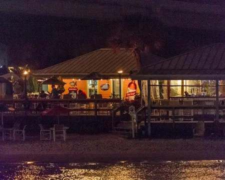Beach bar at night Stock Photos