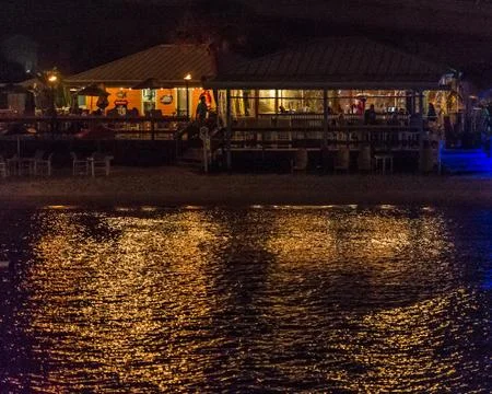 Beach bar at night Stock Photos