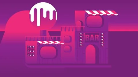 Beach Bar Place Building, Flat Design - Vector Illustration Stock Illustration