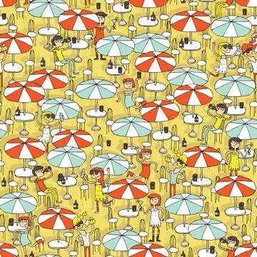 Beach bar seamless pattern Stock Illustration