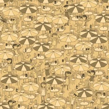 Beach bar seamless pattern Stock Illustration