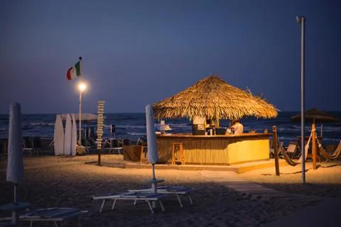 Beach bar sunset Stock-Fotos
