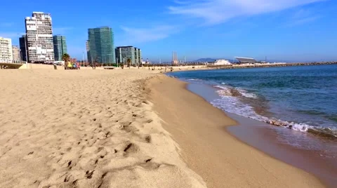 Beach in Barcelona Stock Footage
