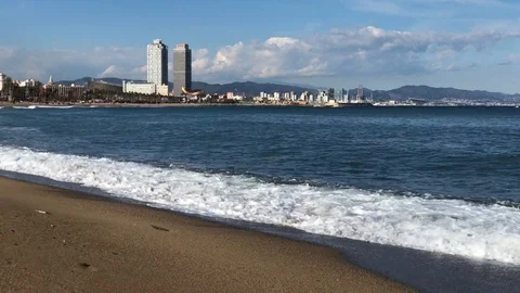 Beach in Barcelona Stock Footage 87791213