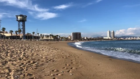 Beach in Barcelona Stock Footage 87791242