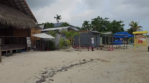 Beach Bars With Thatched Roofs on White Sand, Negril, Jamaica 8K 스톡 동영상 340367710