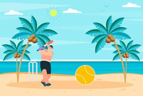 Beach Baseball Concept Illustration Stock Illustration