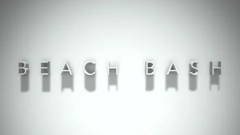 Beach Bash 3D title animation with shadows on a white background Stock Footage 296698773
