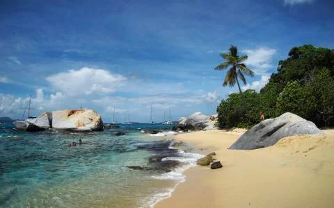 Beach at The Baths, Virgin Gorda, British Virgin Islands Stock Photos