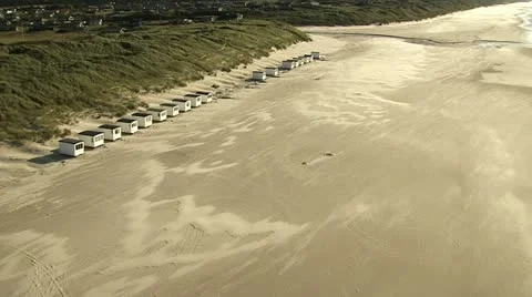 Beach with beach houses Stock Footage 10909654
