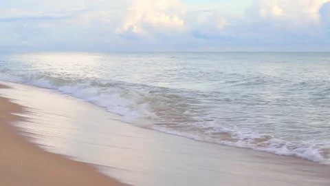 Beach beautiful soft waves and sandy by the sea nature Stock Footage 199749038