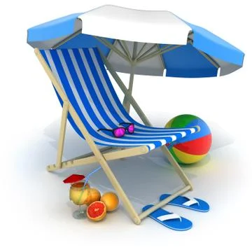 Beach bed blue (done in 3d, isolated) 스톡 일러스트