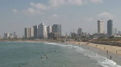 Beach between Jaffa &amp; Tel Aviv Video stock 49684399