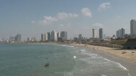 Beach between Jaffa &amp; Tel Aviv 스톡 동영상 49691564