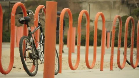 Beach Bike Rack Stock Footage 11442365