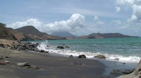 Beach: Black Sand Beach Stock Footage 473934