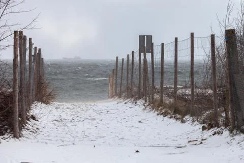 Beach in a blizzard Stock Photos