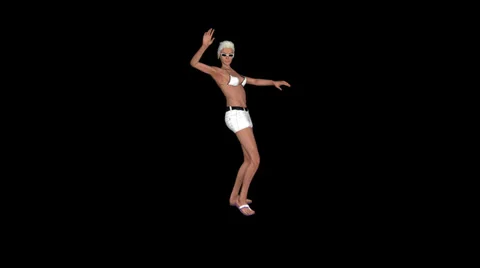 Beach Blonde Belly Dance 1 - Animated 3D Model With Alpha Channel Stock Footage 37904924