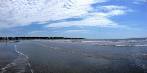 Beach with Blue Sky Horizon Foto stock