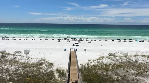 Beach with boardwalk Video stock 313494342