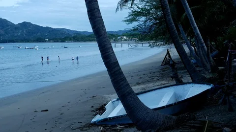 Beach boat foreground Stock Footage 126558048