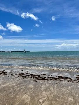 Beach with boats Stock Photos