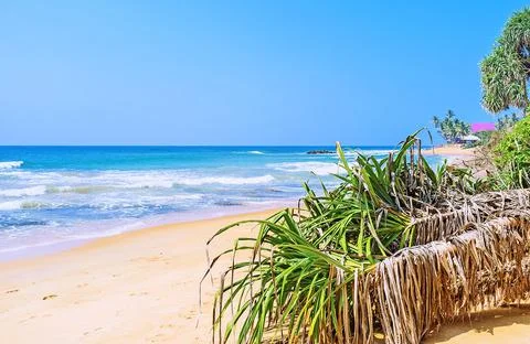 On the beach in Boosa Stockfoto's