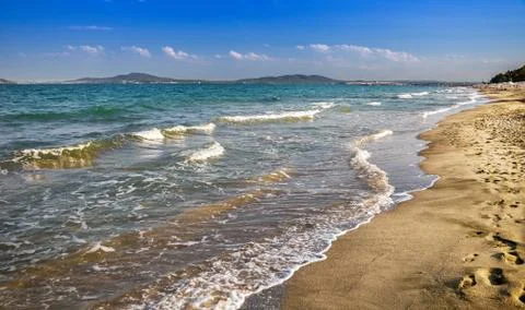 The beach in Bourgas. Foto stock