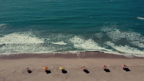 Beach in Brazil with umbrellas 스톡 동영상 307316860