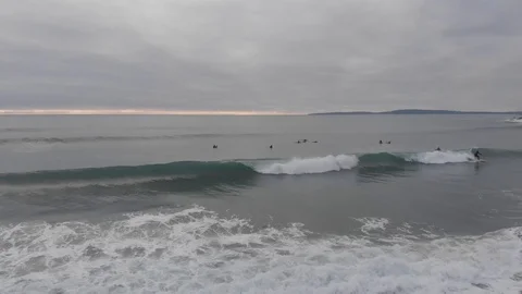 Beach breaking wave drone 1080 24fps Video stock 106423874
