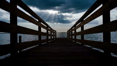 Beach bridge Ocean cloud Video stock 274414861