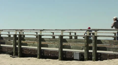 Beach Bridge Rollerblader Stock Footage 11441383