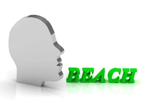 BEACH - bright color letters and silver head mind on a white background Stock Illustration