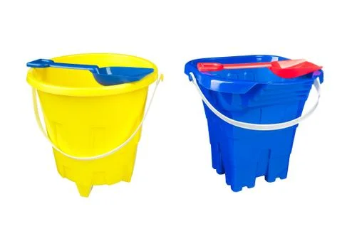 Beach buckets Stock Photos