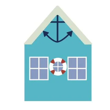 Beach building flat illustration Stock Illustration
