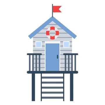 Beach cabin flat clipart vector illustration Stock-Illustration