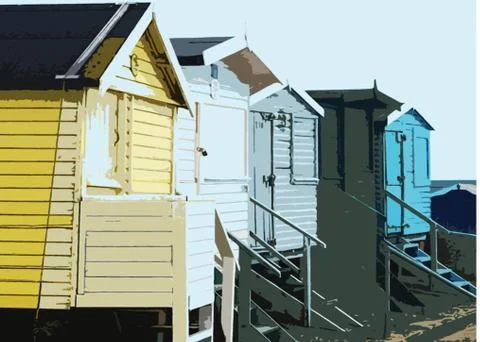 Beach Cabins 스톡 사진