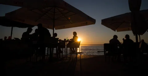 Beach cafe timelapse | 6K Stock Footage 157814105